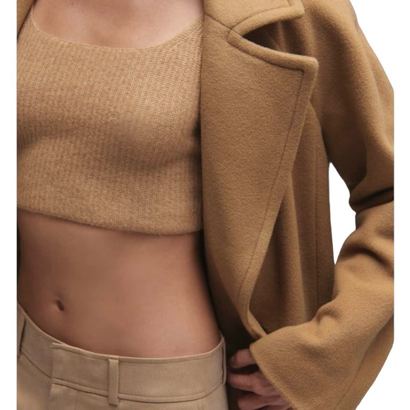 NWT! Everlane The Cozy Stretch Tank Crop Camel Top - Size Large - Picture 5 of 9